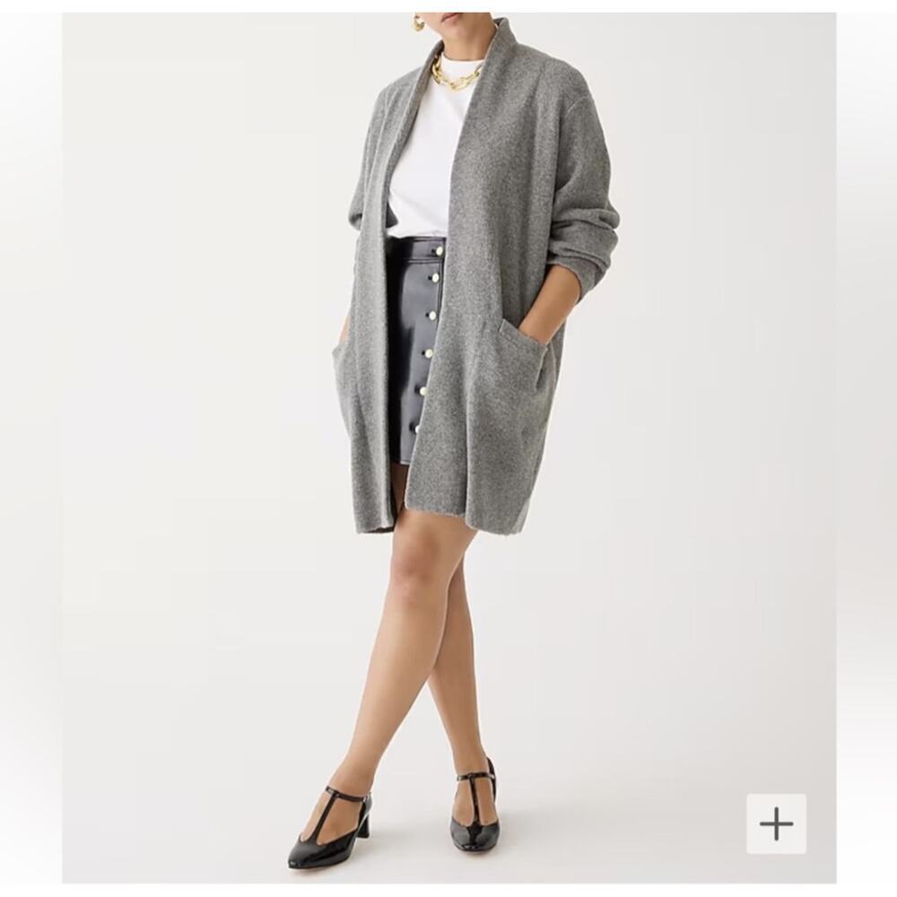 J. Crew Cocoon Long Knit Sweater Blazer Open Cardigan Gray Size XS W